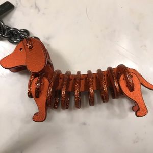 coach leather dog keychain